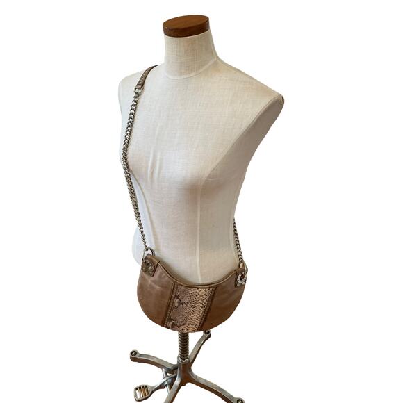 Rebecca Minkoff Python Embossed Curved Bottom Hobo Crossbody Bag - Picture 9 of 13